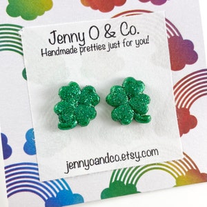 Four Leaf Clover Studs, Clover Studs, Clover Earrings, Saint Patrick&#39;s Day Earrings, Saint Patrick&#39;s Day Studs, Irish Studs, Shamrock Studs