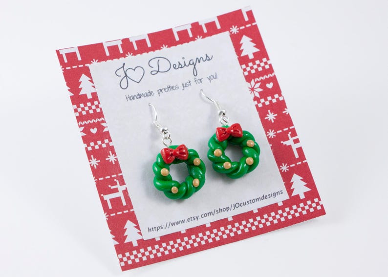 Wreath Earrings Wreath Studs Christmas Wreath Earrings Etsy