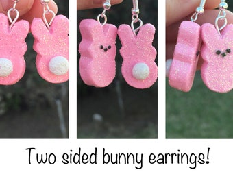 Marshmallow Earrings, Easter Earrings, Bunny Earrings, Easter Basket Stuffers, Easter Gifts, Easter Basket Items, Pink Bunny Earrings