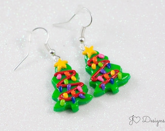 Christmas Tree Earrings, Christmas Earrings, Christmas Tree Jewelry, Christmas Jewelry, Christmas Light Earrings, Stocking Stuffers for Her