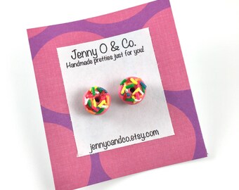 Donut Studs, Donut Earrings, Doughnut Studs, Donut Jewelry, Miniature Food Studs, Food Studs, Baker Studs, Bakery Studs, Bakery Earrings