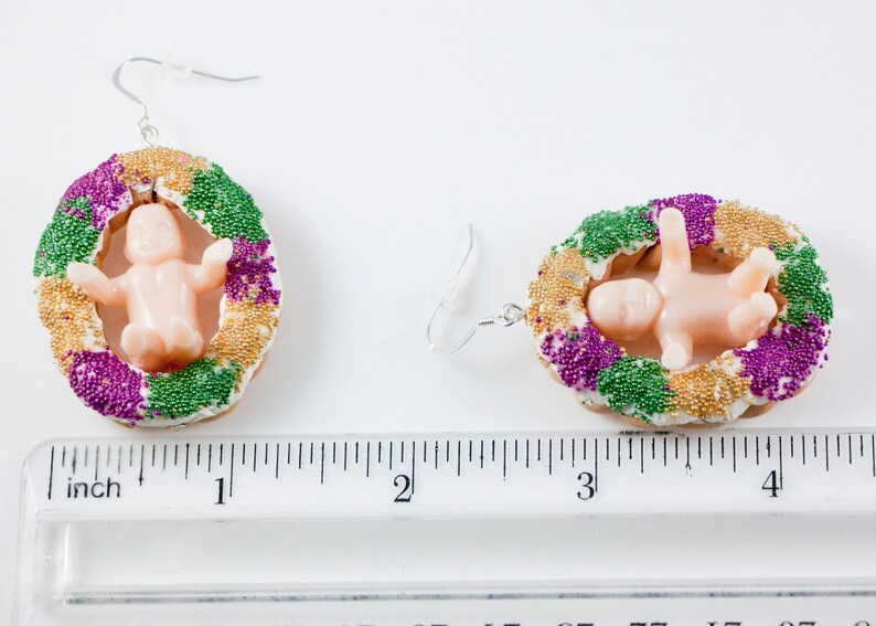 King Cake Baby Earrings King Cake Earrings King Cake Etsy