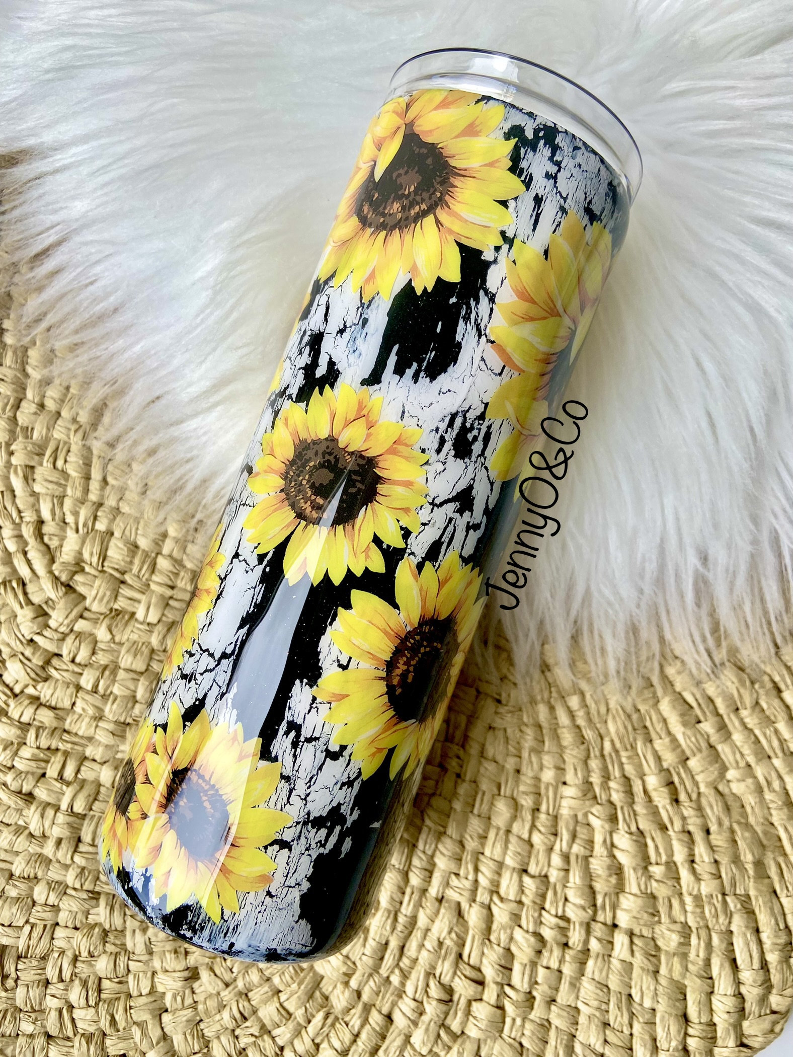 Sunflower Crackle Tumbler, Crackle Tumbler, Sunflower Tumbler, Spring Tumbler, Summer Tumbler, Floral Tumbler, Crackle Floral Tumbler