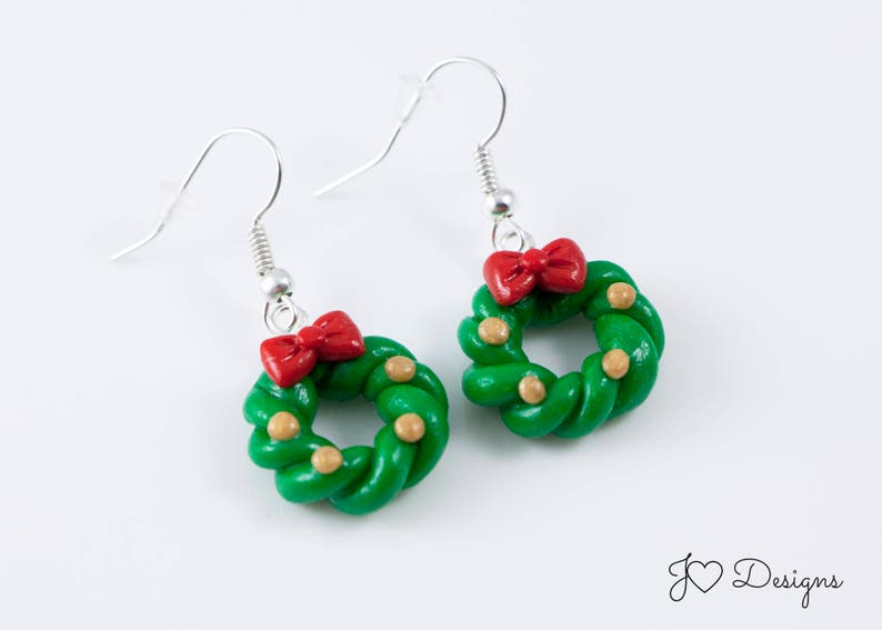 Wreath Earrings Wreath Studs Christmas Wreath Earrings Etsy