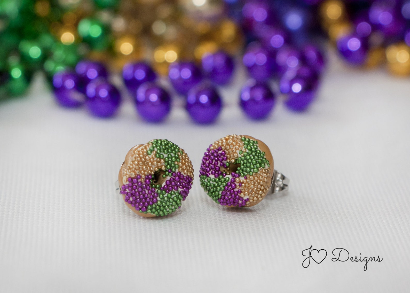 King Cake Earrings Mardi Gras Earrings Mardi Gras Jewelry Etsy