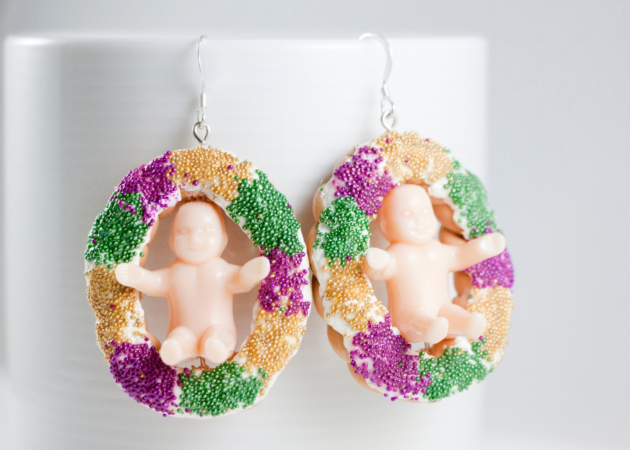 King Cake Baby Earrings King Cake Earrings King Cake Etsy