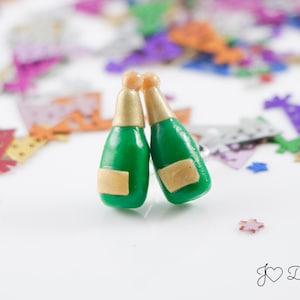 Champagne Bottle Earrings, Champagne Earrings, New Year&#39;s Eve Earrings, New Year&#39;s Earrings, NYE Earrings, Celebration Earrings