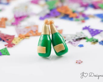 Champagne Bottle Earrings, Champagne Earrings, New Year's Eve Earrings, New Year's Earrings, NYE Earrings, Celebration Earrings