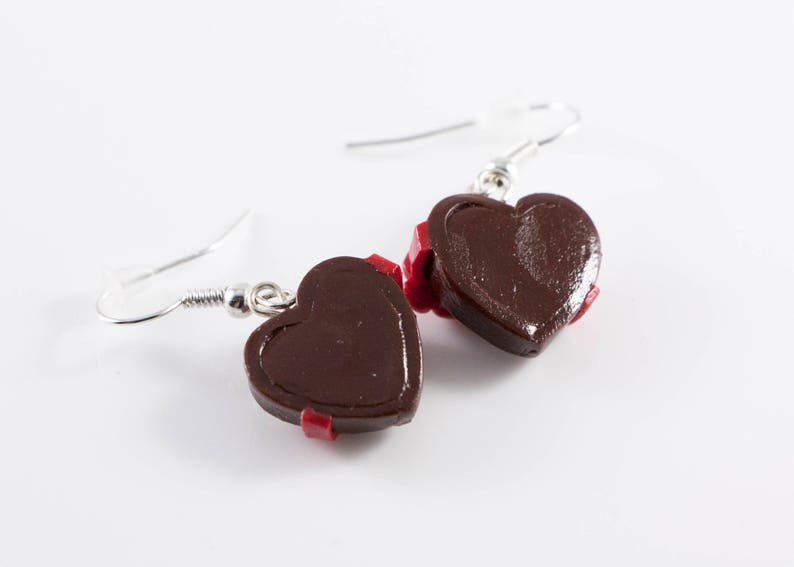 Box of Chocolate Earrings, Chocolate Heart Earrings, Chocolate Earrings ...