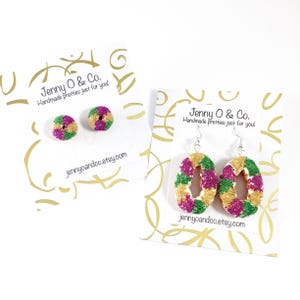mardi gras king cake earrings