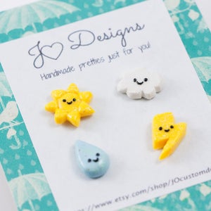 Weather Studs, Weather Earrings, Weather Jewelry, Weather Stud Earrings, Mismatch Earrings, Meteorologist Gift, Meteorologist Jewelry
