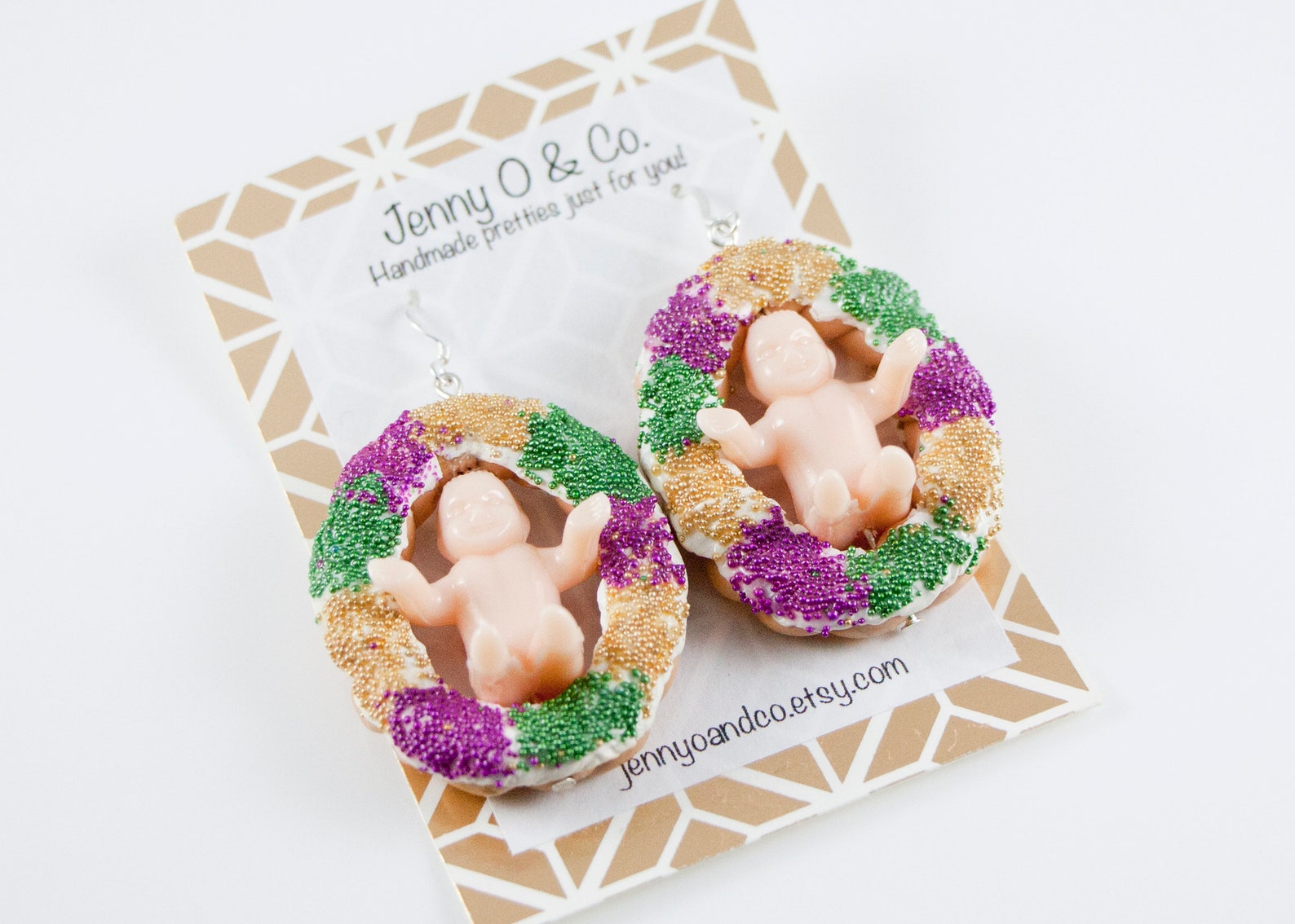 King Cake Baby Earrings King Cake Earrings King Cake Etsy