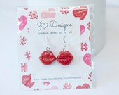 Lip Earrings, Dangle Lip Earrings, Red Lip Earrings, Pink Lip Earrings, Kiss Earrings, Lipstick Earrings, Valentines Earrings, Gift for Her