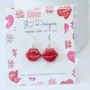 Lip Earrings, Dangle Lip Earrings, Red Lip Earrings, Pink Lip Earrings, Kiss Earrings, Lipstick Earrings, Valentines Earrings, Gift for Her