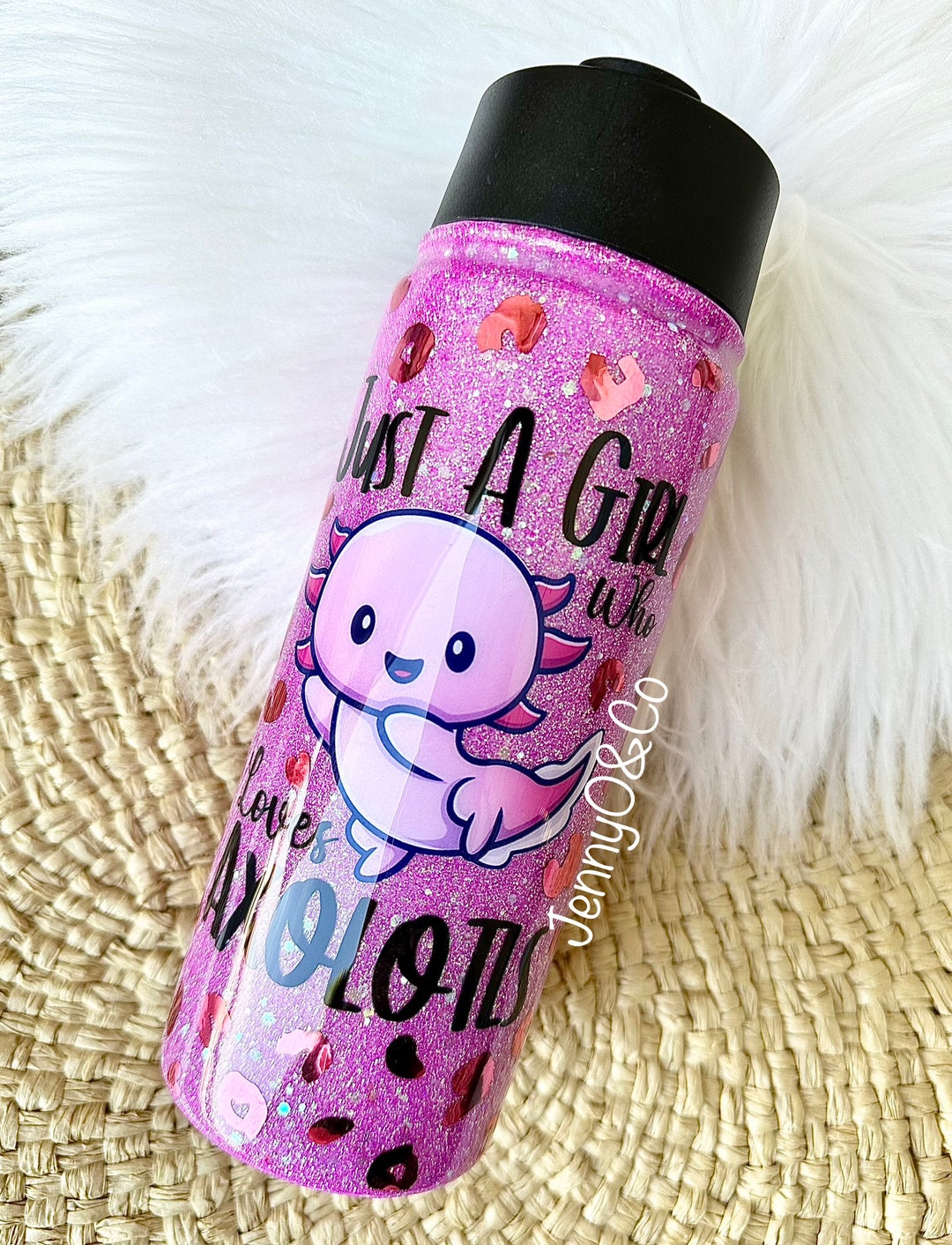 Axolotl Tumbler, Glitter Axolotl Tumbler, Axolotl Water Bottle, Glitter Axolotl Water Bottle