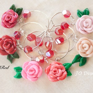 Rose Wine Charms, Rose Charms, Wine Glass Charms, Unique, Handmade Gift, Gifts for Her