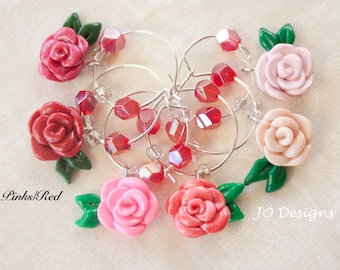 Rose Wine Charms, Rose Charms, Wine Glass Charms, Unique, Handmade Gift, Gifts for Her