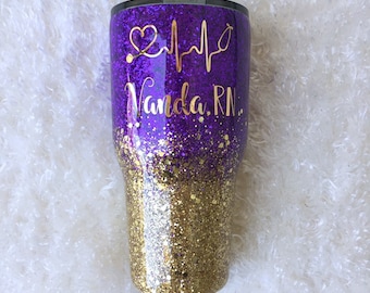 Nurse Glittered Tumbler, Nurse Tumbler, Nurse Cup, Nursing Gift, Nurse Practitioner Gift, Nurse Gift, Glittery Tumbler, Custom Nurse Gift