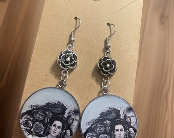 Boucles d'oreilles labyrinthe faites main avec personnages des années 80