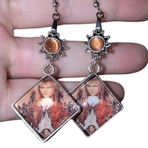 Handmade Labyrinth Movie Poster Version Earrings David Bowie as Jareth the Goblin king