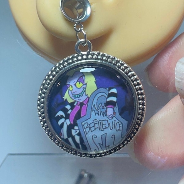 Beetlejuice Cartoon 90s inspired Gauged Tunnel Dangle Earrings 8mm-30mm and available in regular earring hooks