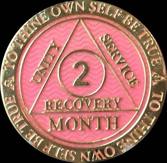 10 Month AA Medallion Reflex Purple Gold Plated Sobriety Chip Coin