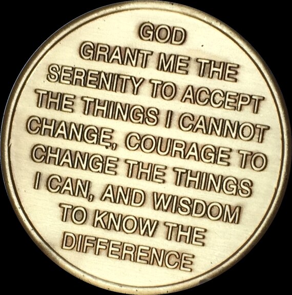 Wendells Let Go Let God Butterfly AA Medallion - Bronze Serenity Prayer Chip