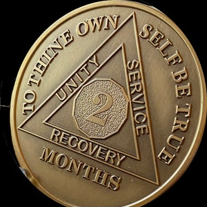 1 2 3 4 5 6 7 8 9 10 or 11 Month AA Medallion Large 1.5 Heavy Premium Bronze Sobriety Chip image 6