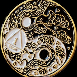 1 2 3 4 5 6 7 8 9 10 11 oder 18 Monate AA Medaillon Sakura Kirschbaum Ying Yang Sobriety Chip