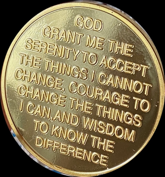 Praying Hands One Day at A Time Black Gold Tone Serenity Prayer