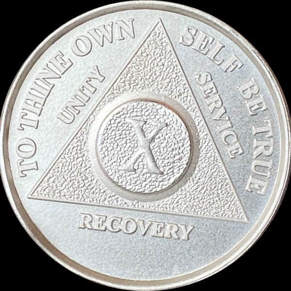 AA Medallion .999 Fine Silver .6 oz 30mm Sobriety Chip Year 1 - 30 35 40 45 50 or 24 hours
