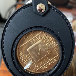 1 - 40 Year Official NA Medallion In Coin Holder Keychain Black Soft Silicone