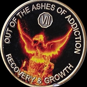 6 7 8 9 or 10 Year Out Of The Ashes Of Addiction Phoenix Rising From Flames Sobriety Chip