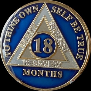 Ranger Industries 30 Day / 1 Month Sobriety Chip - Metallic Midnight Blue Tri-Plate Medallion, Serenity Prayer