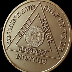 1 2 3 4 5 6 7 8 9 10 or 11 Month AA Medallion Large 1.5 Heavy Premium Bronze Sobriety Chip image 8