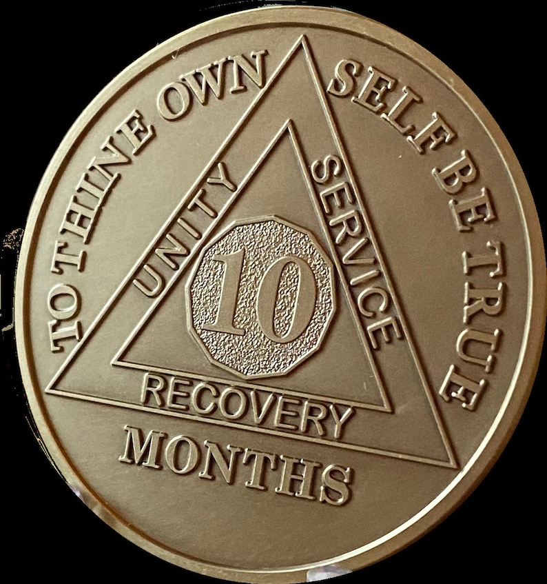 1 2 3 4 5 6 7 8 9 10 or 11 Month AA Medallion Large 1.5 Heavy Premium Bronze Sobriety Chip image 8