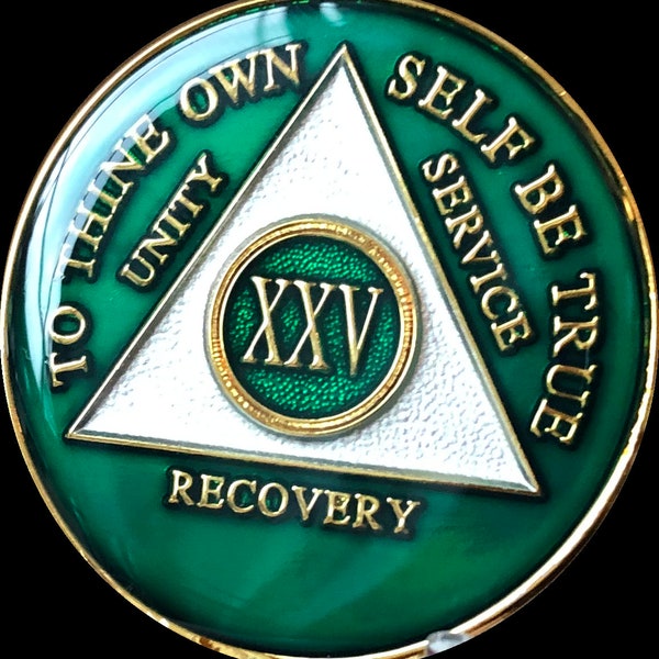 1 - 50 Year AA Medallion Green Tri-Plate Sobriety Chip