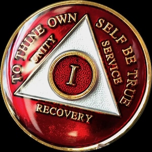 1 - 50 Year AA Medallion Red Tri-Plate Sobriety Chip