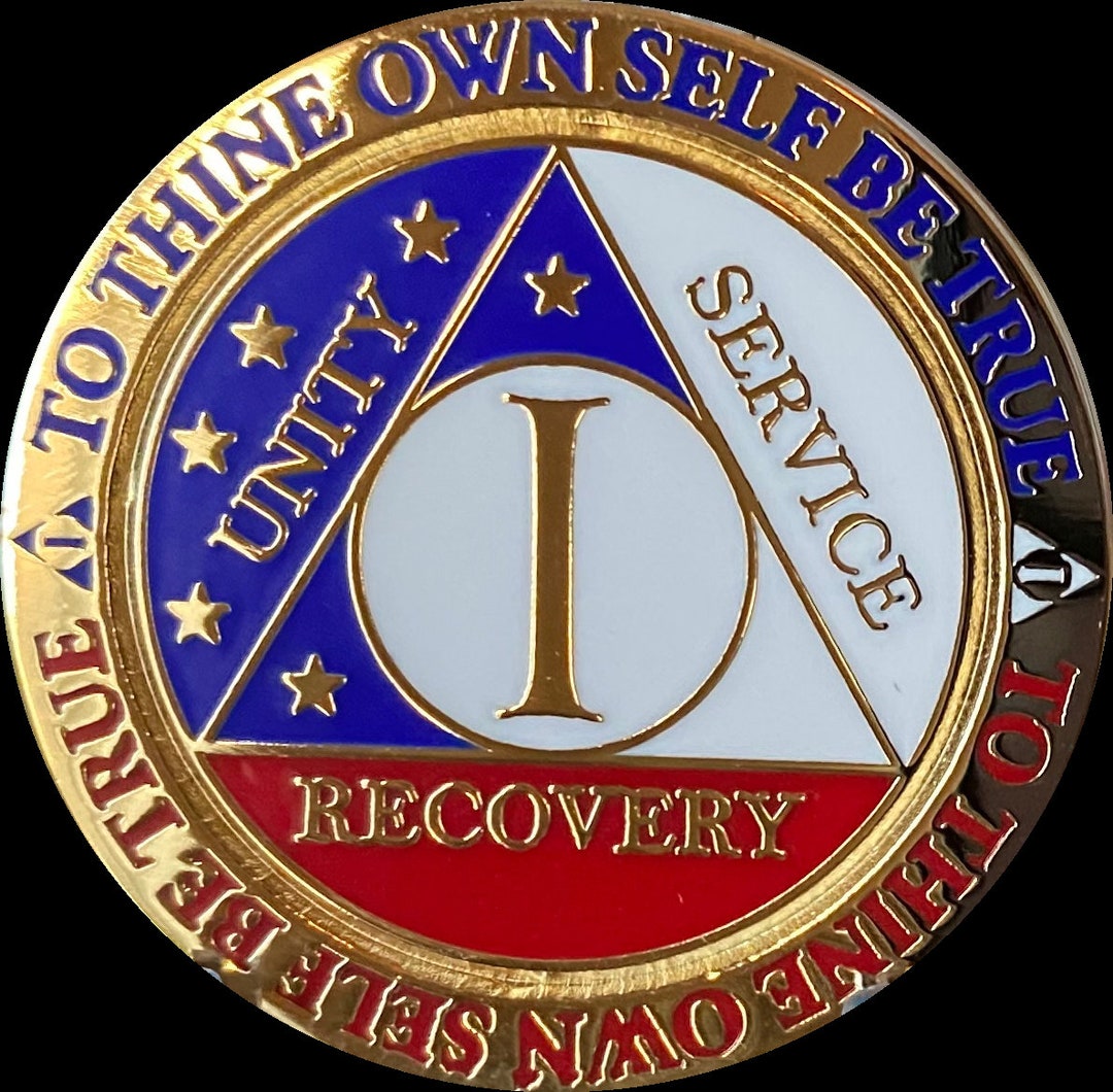 1 Year AA Medallion Reflex Red White Blue Patriotic Color Gold Plated ...