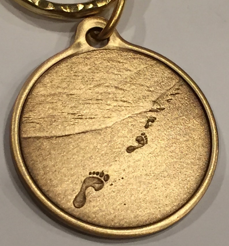 Foot Prints in the Sand Bronze Keychain Footprints Key Chain Etsy