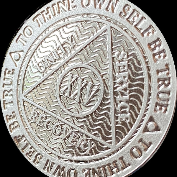 25 Year AA Medallion .999 Fine Silver Mirror Finish Sobriety Chip