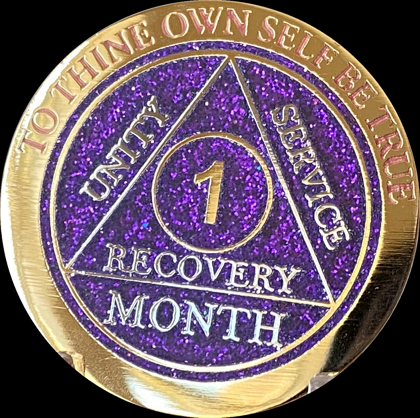 RecoveryChip 2 Year AA Medallion Dusty Blue Color Gold Plated Chip II 