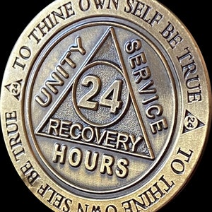 24 Hours AA Medallion Trust God Clean House Help Others Doctor Bob Chip