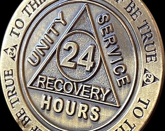 24 Hours AA Medallion Trust God Clean House Help Others Doctor Bob Chip