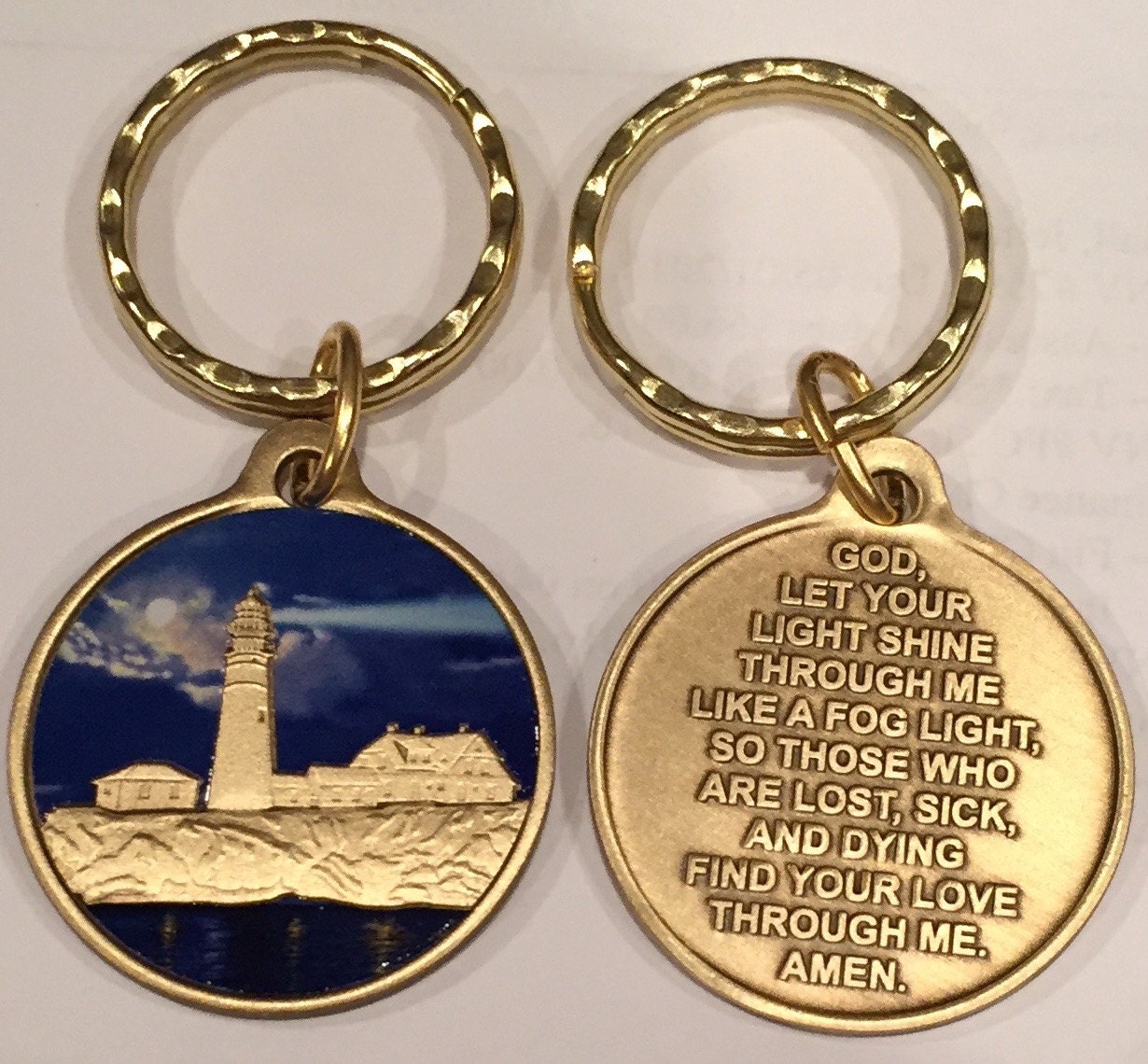 Fog Light Prayer Color Lighthouse Keychain Bronze Step 12 Spiritual ...