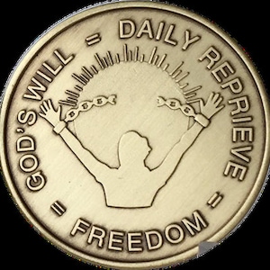 God&#39;s Will = Daily Reprieve = Freedom AA Medallion Alcoholics Anonymous Sobriety Chip Year 1 2 3 4 5 or Blank