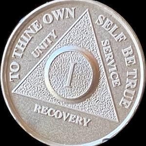 1 Year AA Medallion .999 Fine Silver .5 oz 30mm Sobriety Chip