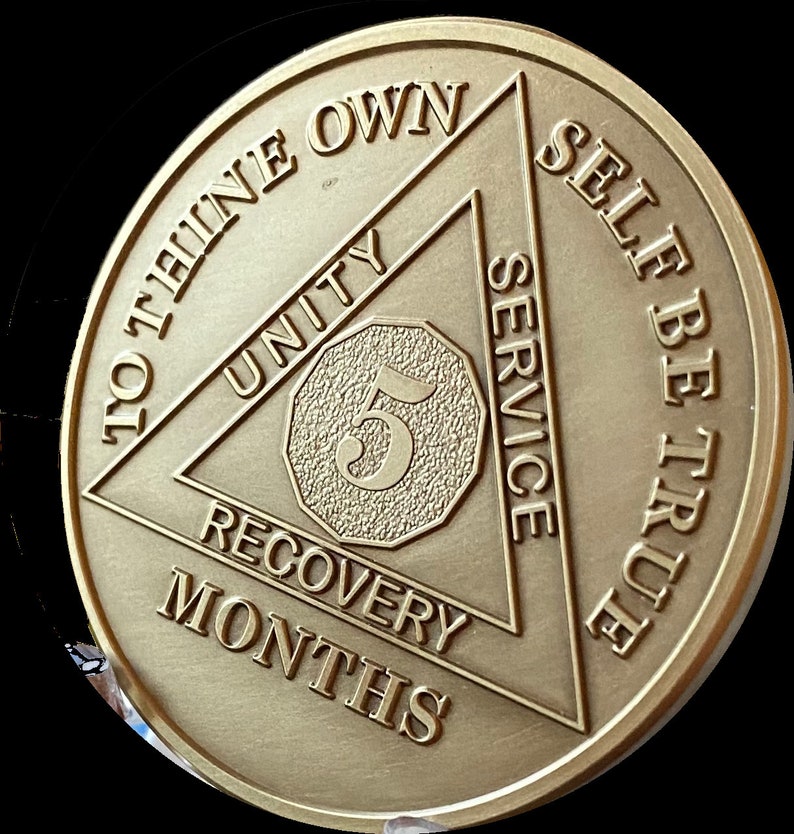 1 2 3 4 5 6 7 8 9 10 or 11 Month AA Medallion Large 1.5 Heavy Premium Bronze Sobriety Chip image 7