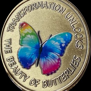 Transformation Unlocks The Beauty Of Butterflies Rainbow Color Butterfly Serenity Prayer Medallion Coin