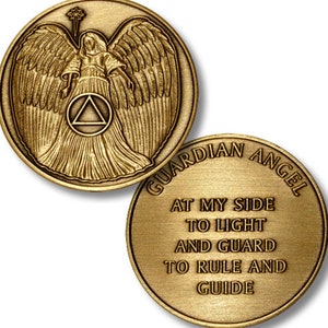 Large Guardian Angel AA Medallion 1.5" Sobriety Chip